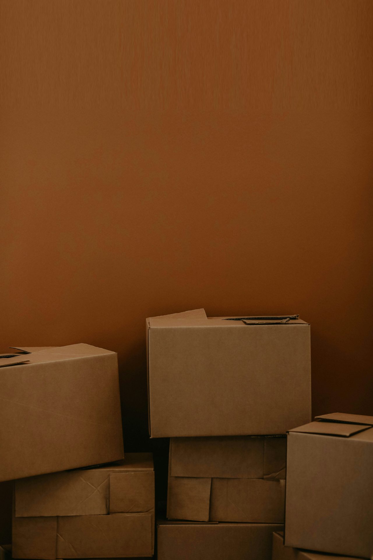 Boxes next to a wall